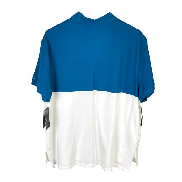 Nike NWT Women's Dri-Fit Teal White Colorblock Pique Knit Quarter Zip Golf Polo - Picture 10 of 13